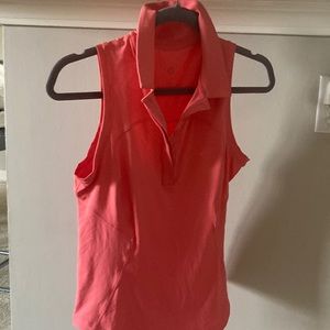 Lululemon size 4 tennis quick dry sleeveless polo in coral in good  condition
